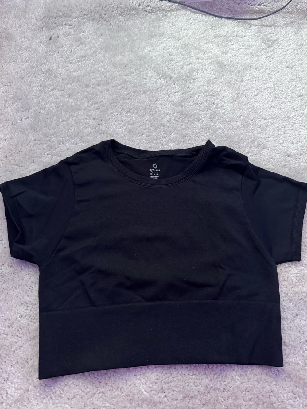 Aerie Women’s Black Cropped Crewneck Top